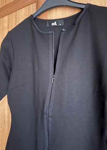 Siyah V Yaka Midi Kadın Elbise - Görsel 2