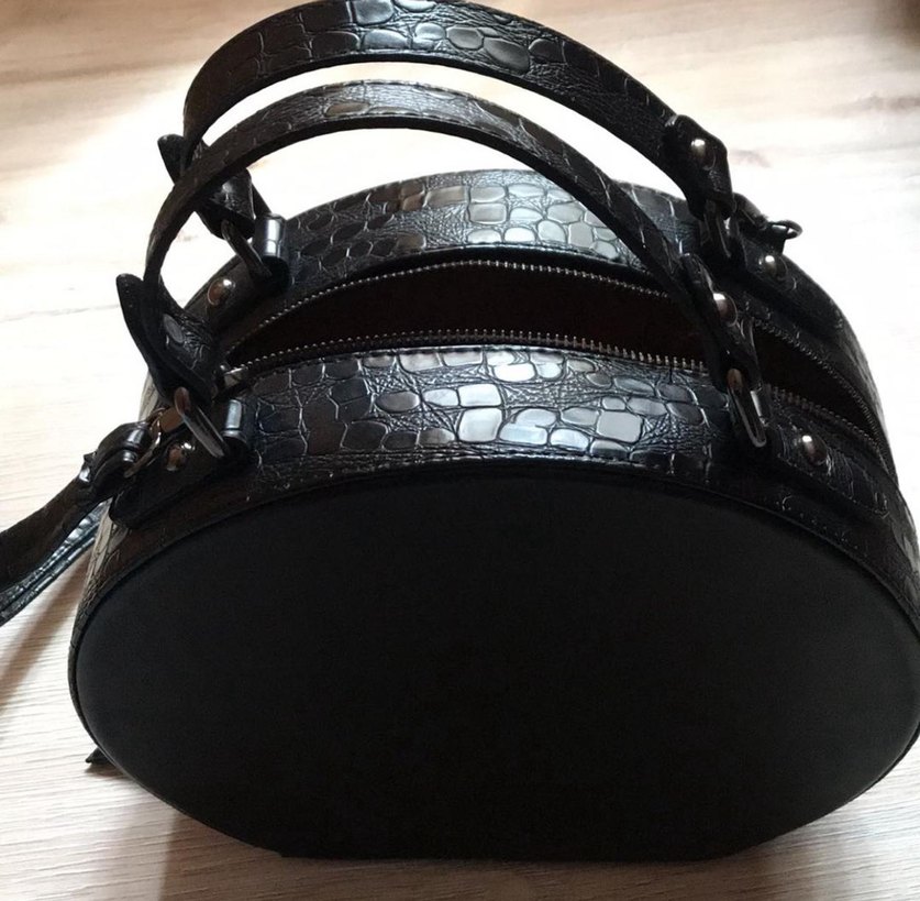 Tokalı Siyah Yılan Derisi Desenli Kadın Deri Çanta - Görsel 2
