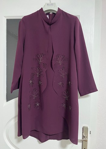 Mor Nakışlı Salaş Midi Tunik