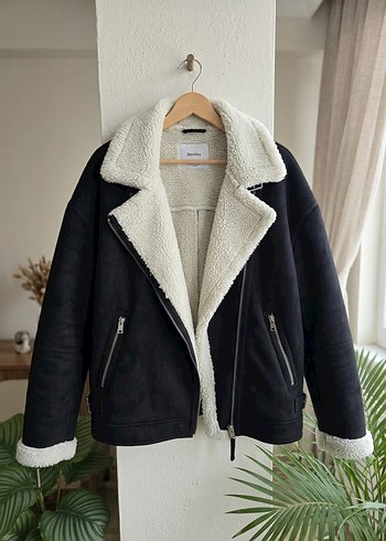 Bershka Siyah Pelus Astarli Biker Ceket