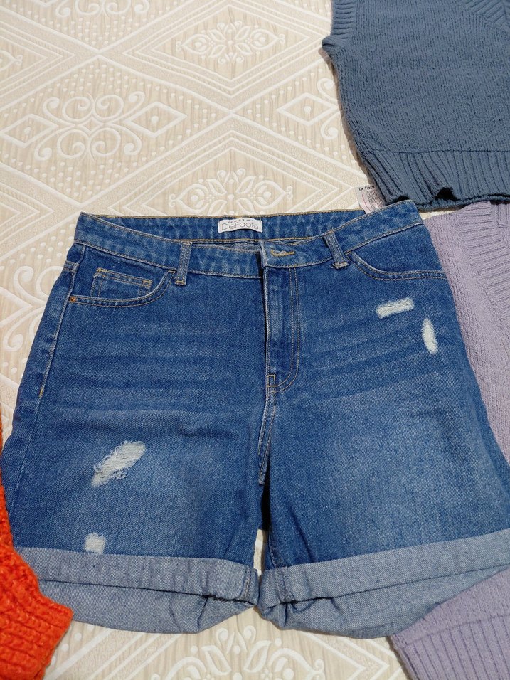 Kadın Kot Şort süveter - Görsel 4