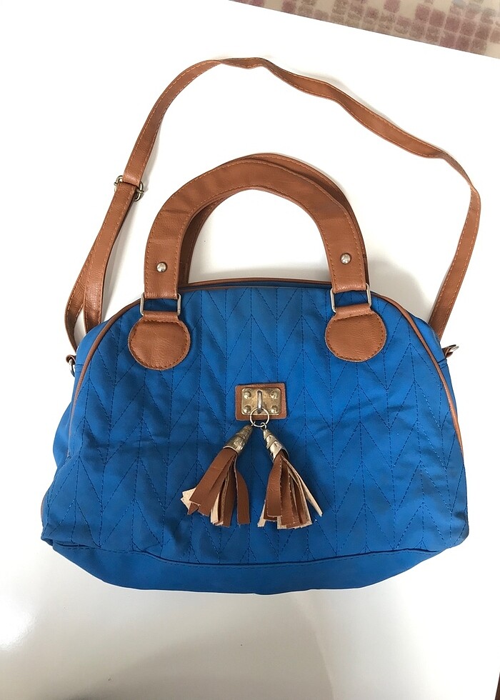 Sax mavisi ve kahverengi kol çantası - Görsel 2