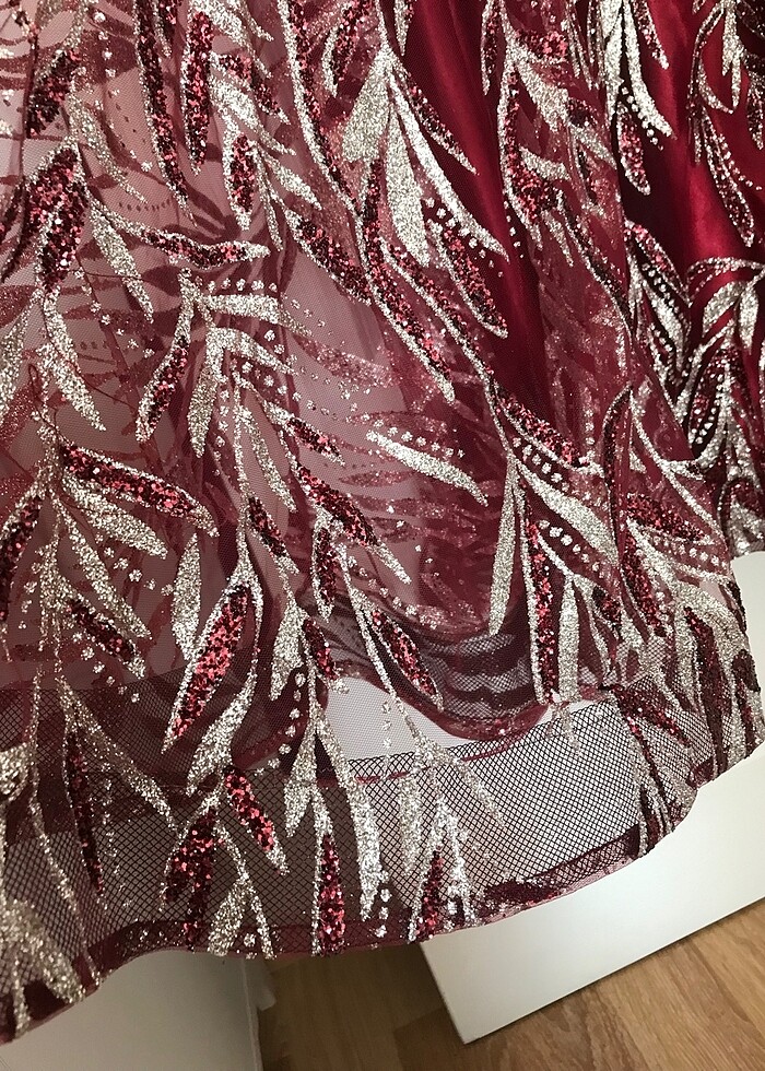 Sıfır tesettür kırmızı kına elbisesi / abiye - Görsel 4