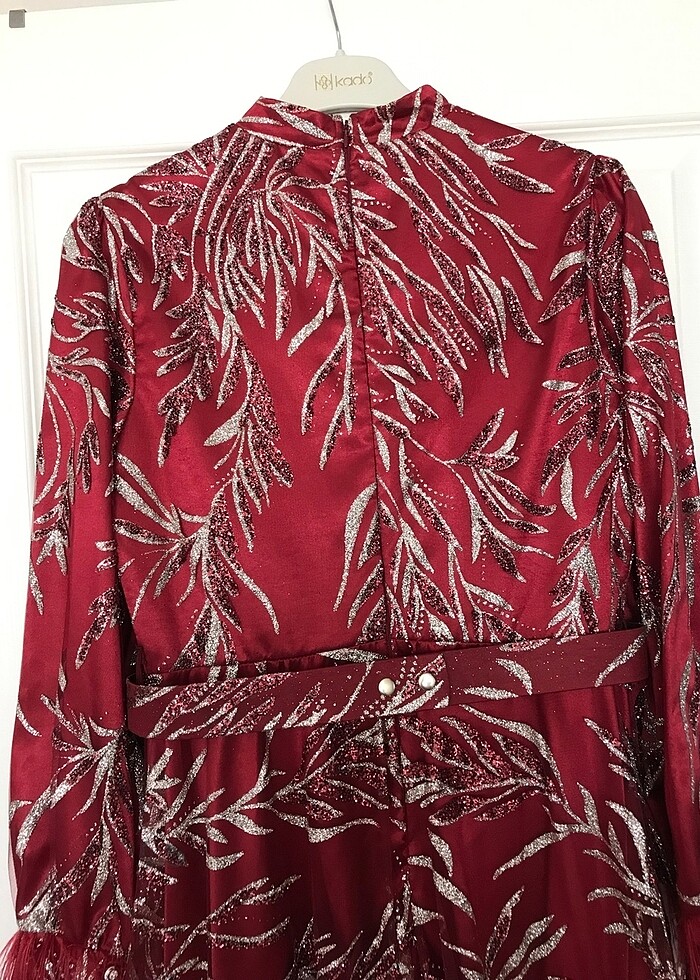 Sıfır tesettür kırmızı kına elbisesi / abiye - Görsel 2