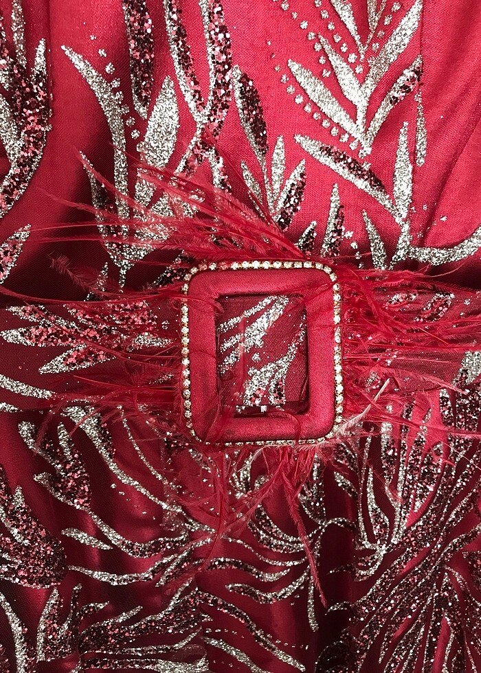 Sıfır tesettür kırmızı kına elbisesi / abiye - Görsel 5