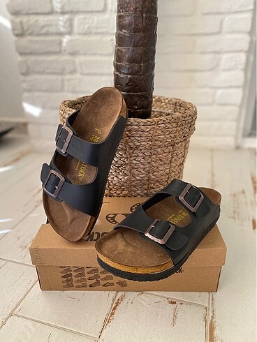 Siyah Birkenstock Çift Tokalı Terlik