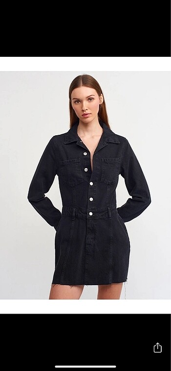 Zara siyah denim elbise