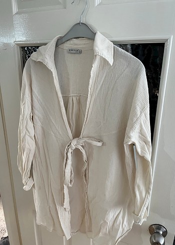 Bohem Tarzı Beyaz Mini Kadın Sabahlık - Görsel 2