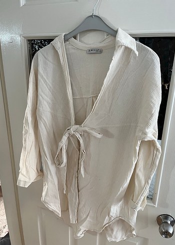 Bohem Tarzı Beyaz Mini Kadın Sabahlık - Görsel 3