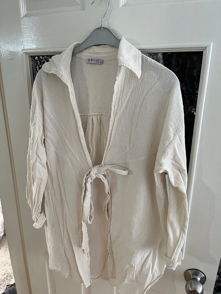 Bohem Tarzı Beyaz Mini Kadın Sabahlık - Görsel 2