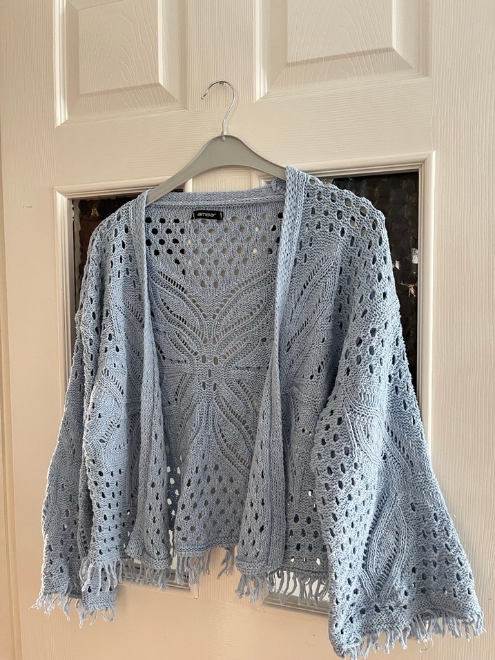 Bohem Bebe Mavisi Kısa Örgü Hırka - Görsel 2