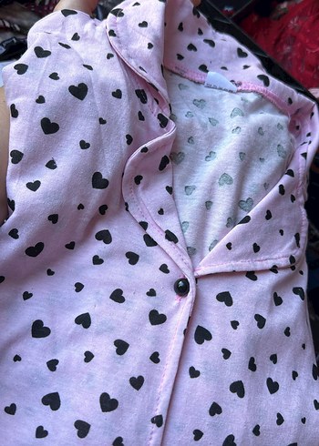 Kalp Desenli Uzun Kollu Kadın Pijama Takımı - Görsel 2