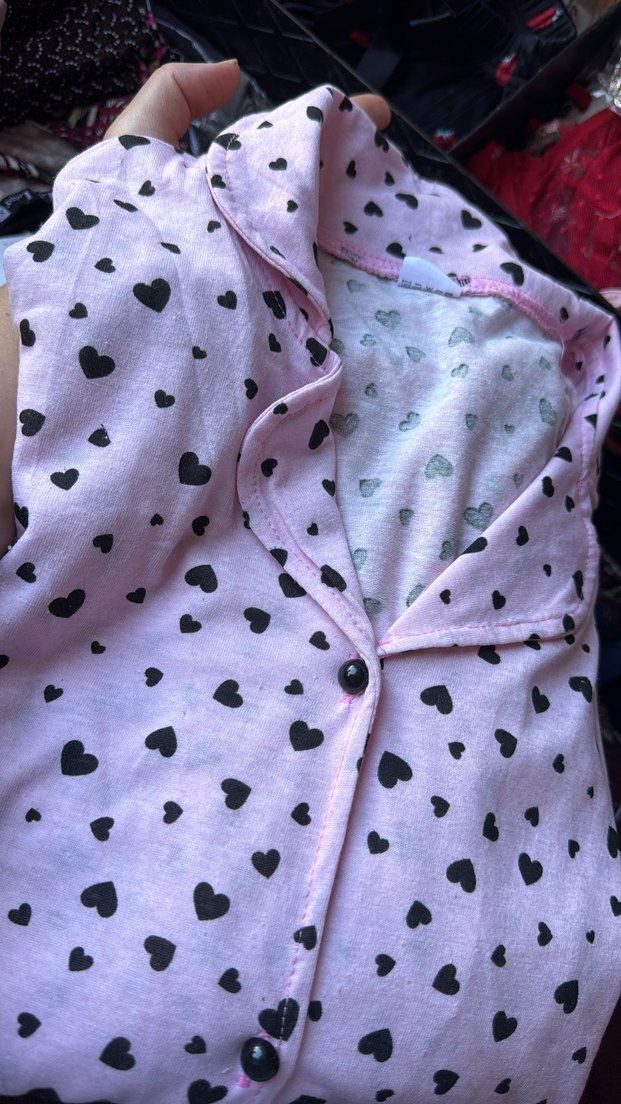 Kalp Desenli Uzun Kollu Kadın Pijama Takımı - Görsel 2