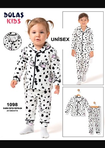 Beyaz Desenli Çocuk Pijama Takımı - Görsel 2