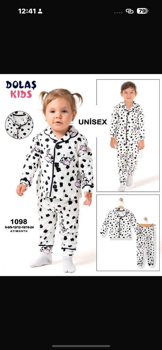 Beyaz Desenli Çocuk Pijama Takımı - Görsel 2