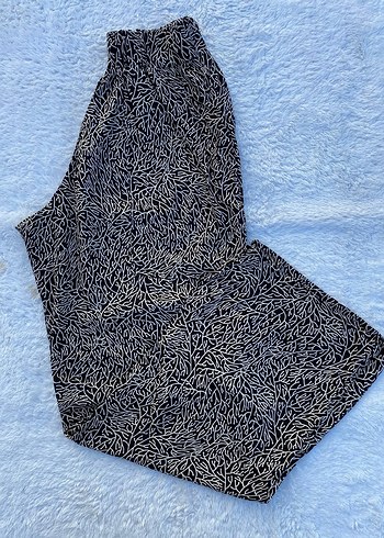 Kadın Lacivert Zebra Desenli Pilili Kumaş Pantolon - Görsel 4