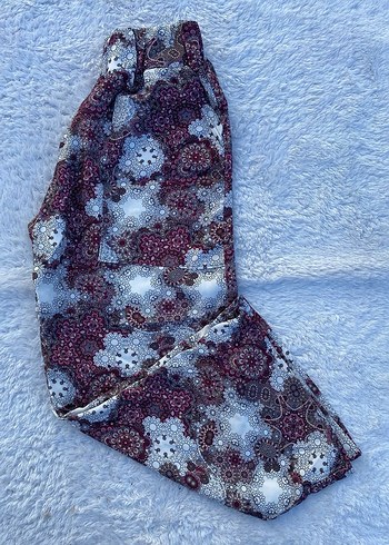 Yeşil Çiçek Desenli Bohem Kadın Pantolon - Görsel 3