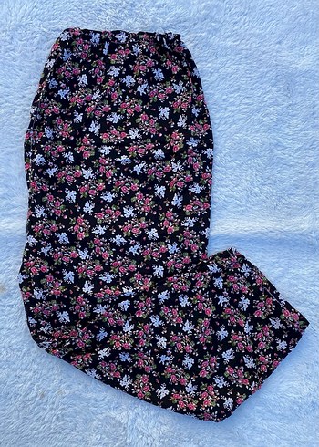 Yeşil Çiçek Desenli Bohem Kadın Pantolon - Görsel 2