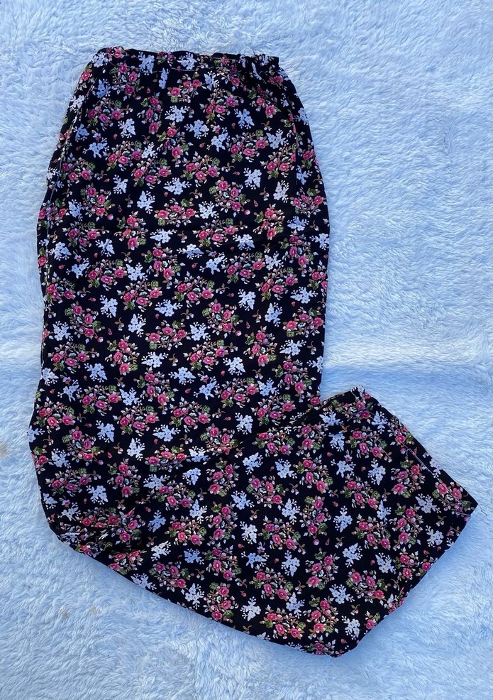 Yeşil Çiçek Desenli Bohem Kadın Pantolon - Görsel 2