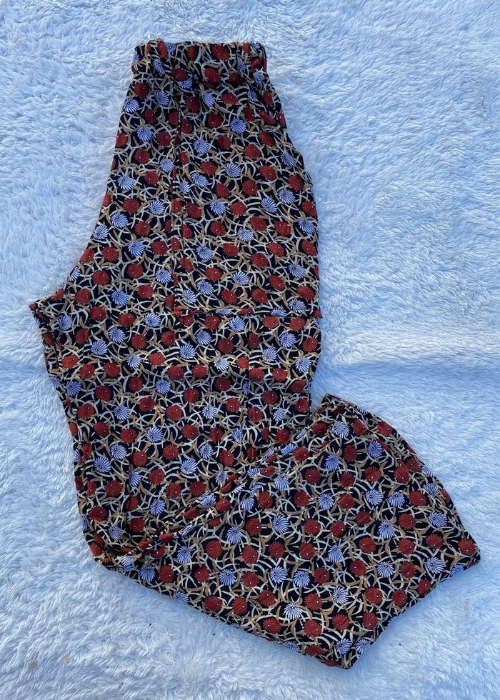 Yeşil Çiçek Desenli Bohem Kadın Pantolon - Görsel 5