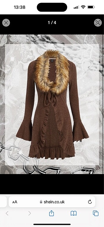 Shein icon yapay kürk detaylı bağcıklı hırka