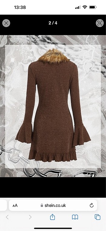 Sheinside Shein icon yapay kürk detaylı bağcıklı hırka
