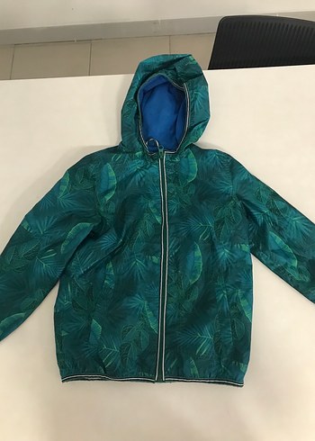 Unisex Kapüşonlu Yeşil Fermuarlı Yağmurluk