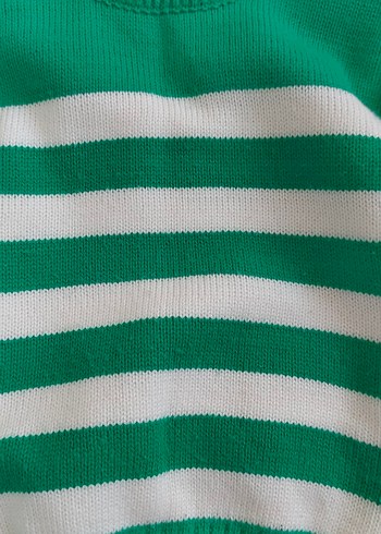Renkli Çizgili Yeşil Triko Kadın Kazak - Görsel 3