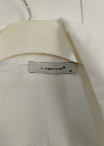 m Beden Beyaz Düğmeli Kısa Kollu Keten Gömlek
