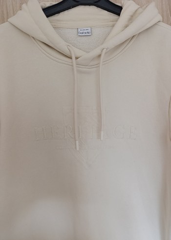 Bej Kapüşonlu Uzun Kollu Erkek Sweatshirt - Görsel 3