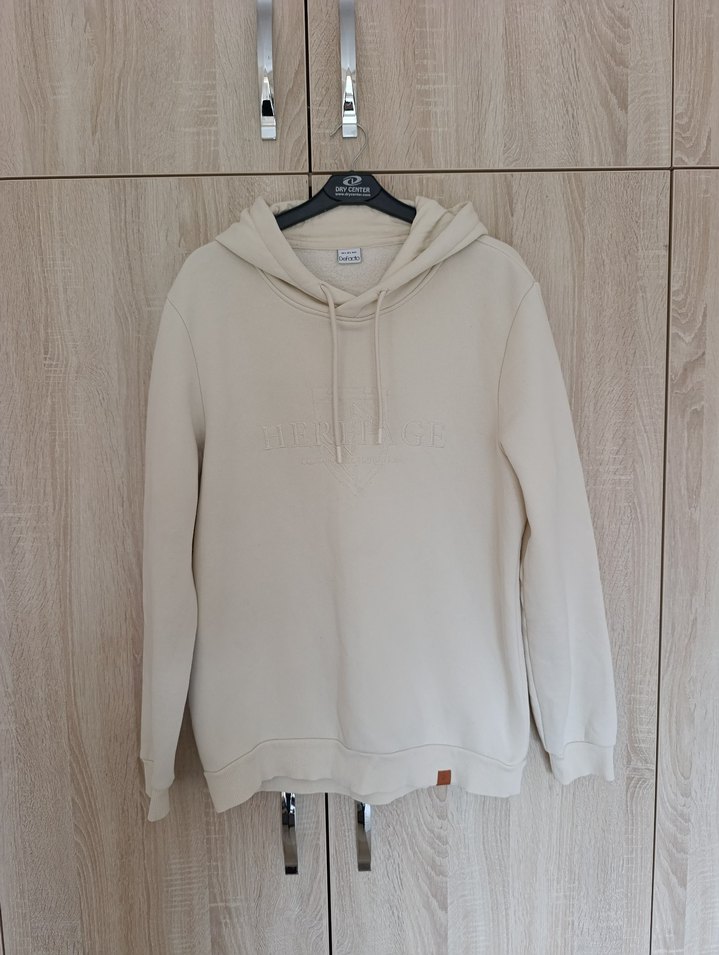 Bej Kapüşonlu Uzun Kollu Erkek Sweatshirt - Görsel 2