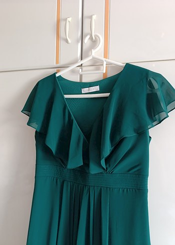 Zümrüt Yeşili Midi Abiye Elbise - Görsel 3