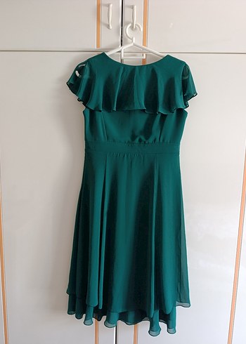 Zümrüt Yeşili Midi Abiye Elbise - Görsel 4