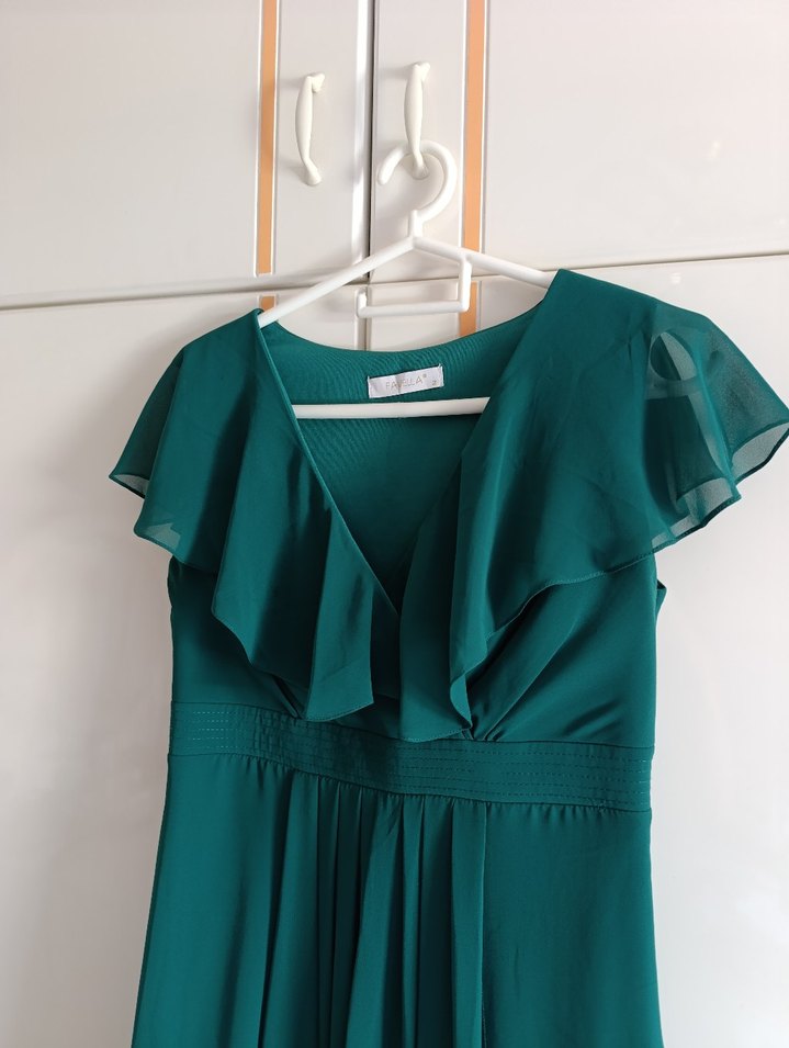 Zümrüt Yeşili Midi Abiye Elbise - Görsel 3