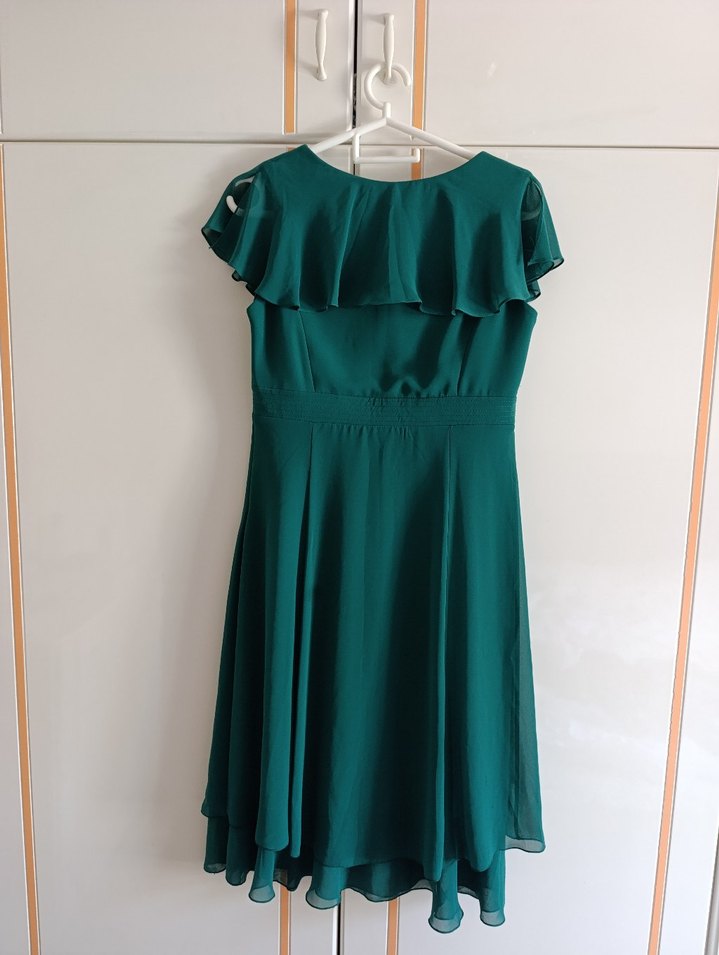 Zümrüt Yeşili Midi Abiye Elbise - Görsel 4