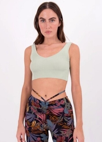 Sırtı Açık Örgü Crop Top - Mint 