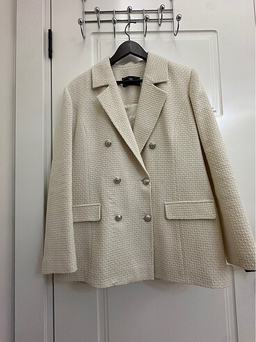 BÜYÜK BEDEN KIRIK BEYAZ/KREM BLAZER CEKET