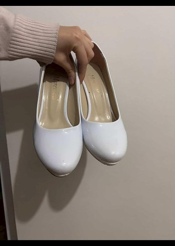 Beyaz Kadın Blok Topuklu Stiletto - Görsel 2