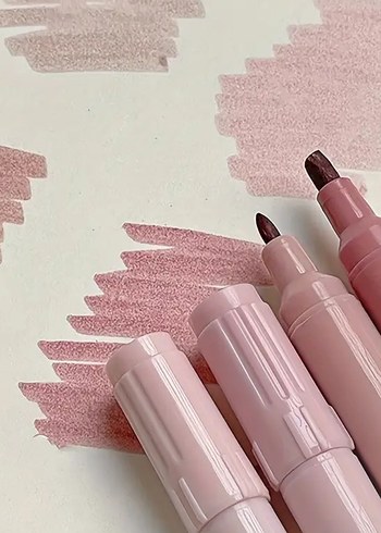 Beden Çift Uçlu Pastel Pembe Fosforlu Kalem Seti