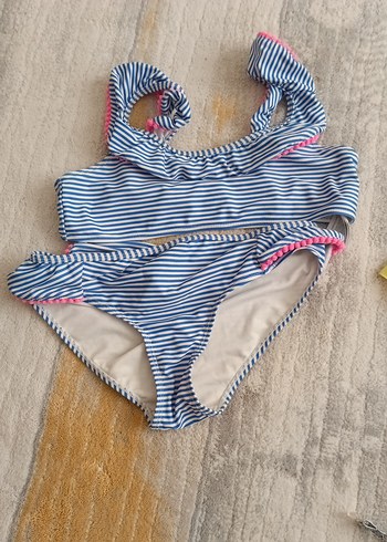 Mavi Çizgili Kız Bikini Takımı