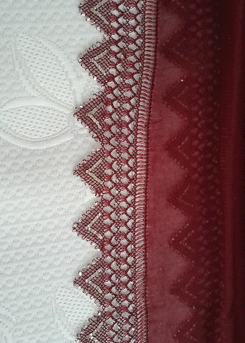 Boncuk İşlemeli Bordo Kadın Fular - Görsel 3