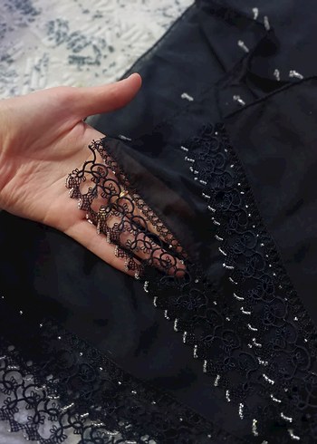 Dantel Detaylı Siyah Gotik Kadın Fular - Görsel 3