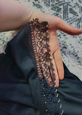 Dantel Detaylı Siyah Gotik Kadın Fular - Görsel 2