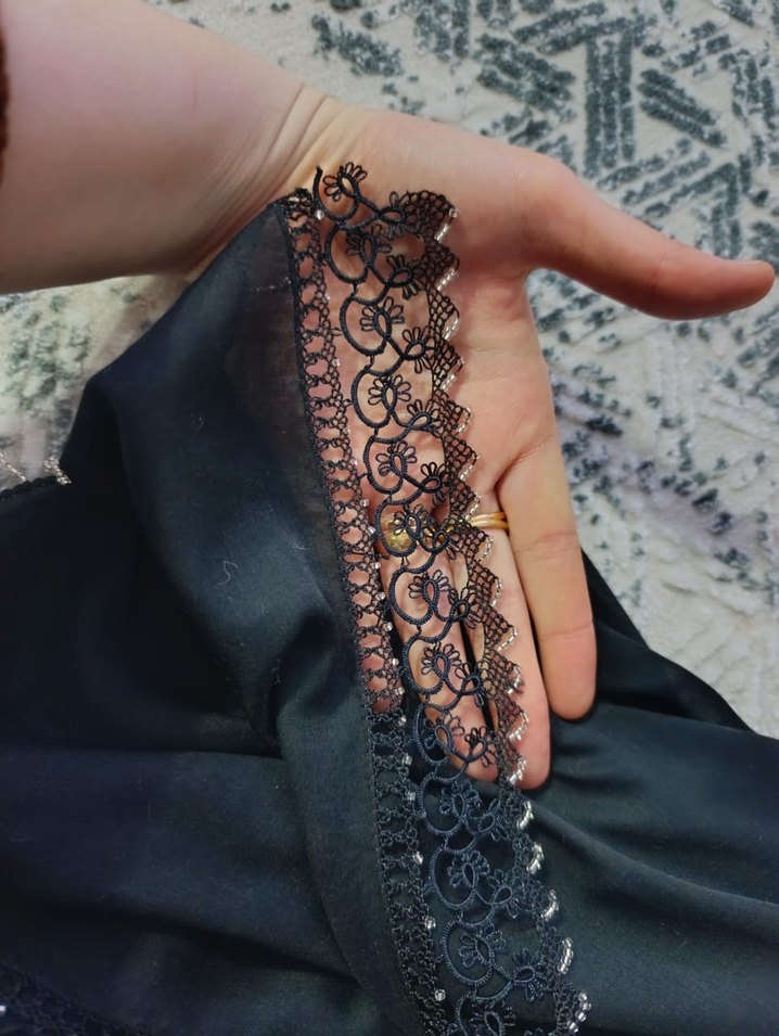 Dantel Detaylı Siyah Gotik Kadın Fular - Görsel 2