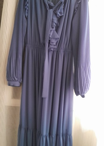 Mor Piliseli Uzun Kadın Elbise - Görsel 2