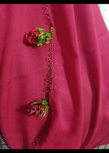 Düğmeli Bordo Kadın Şal - Görsel 2