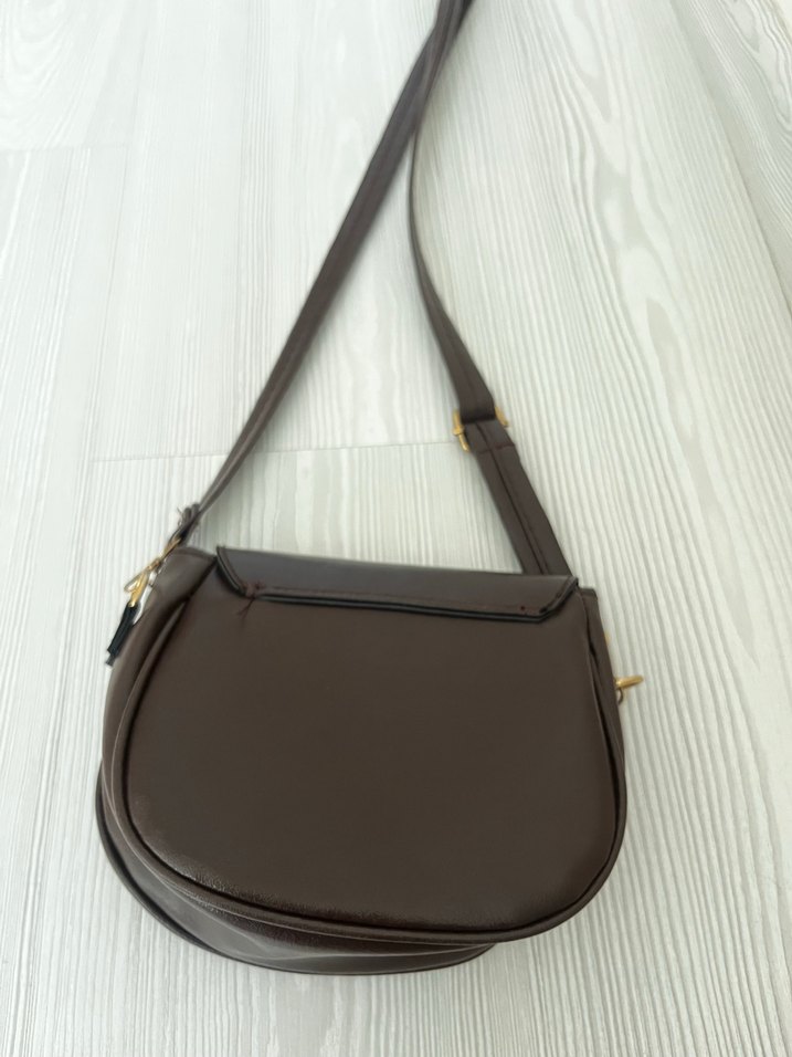 Kahverengi Deri Tokalı Kadın Çanta - Görsel 4