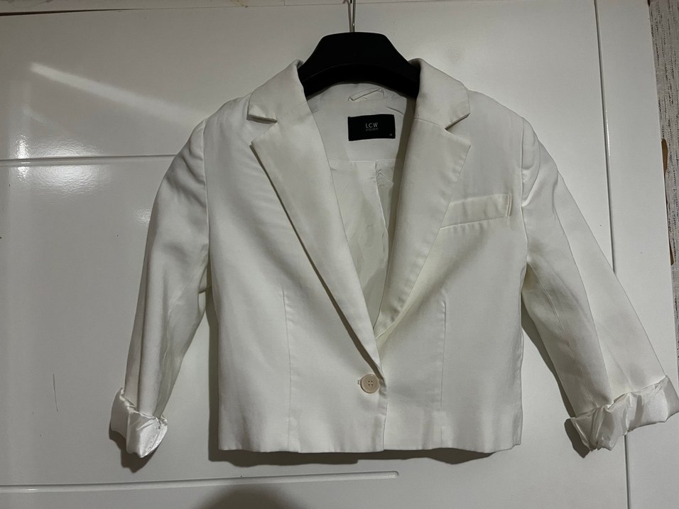Beyaz Mini Blazer - Görsel 3