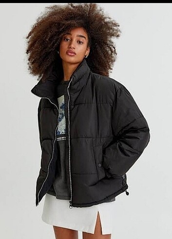 Pull and Bear Pull & Bear Basic Dik Yaka Şişme Mont