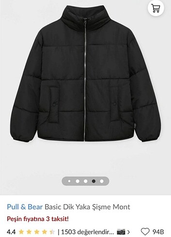 xs Beden Pull & Bear Basic Dik Yaka Şişme Mont